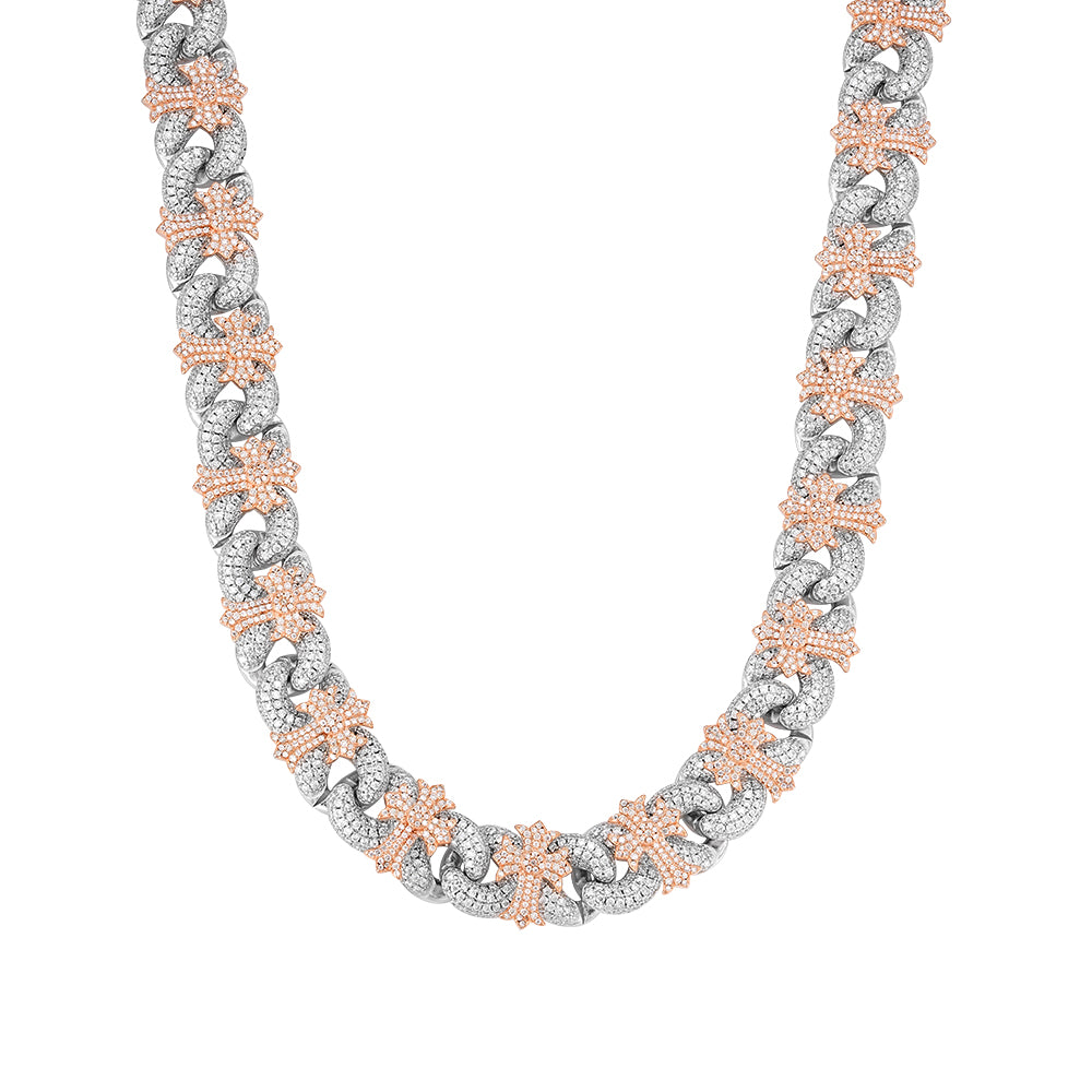 Chrome Heart Moissanite Chain 15mm 2 Tone Rose